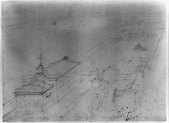Bird's-eye view of a historic church within a walled compound in Beijing