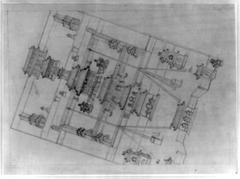 Bird's-eye view of the historic Mukden Palace charcoal drawing