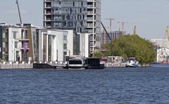 Moscow South River Terminal building and quay with river views