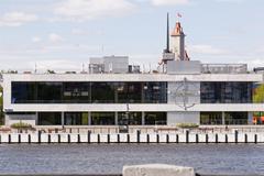 Moscow South River Terminal building and quay in April 2025