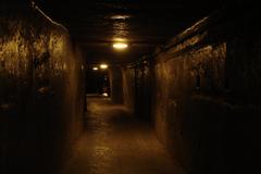Salt mine entrance in Wieliczka Poland with people walking