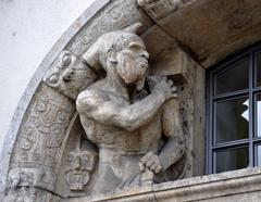 Left relief figure on the portal of Linden Museum in Stuttgart