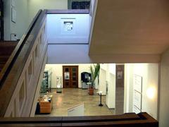 Staircase inside Linden Museum in Stuttgart with ornate architecture