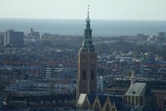 View of Grote Kerk (Great Church) from The Hague Tower in Den Haag, Netherlands