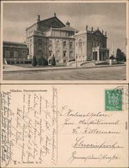 Vintage black and white photograph of Prinzregententheater in Munich from 1925