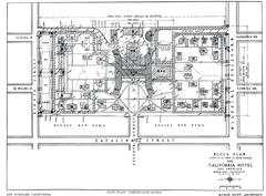 Architectural block plan drawing of the Ambassador Hotel in Los Angeles