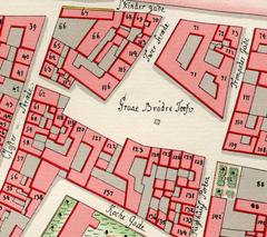 Gråbrødretorv area on a historical district map of Copenhagen by Gedde