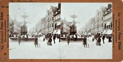 Amagertorv square in Copenhagen in 1903 with historic buildings and horse-drawn carriages