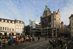Amagertorv square in Copenhagen with vibrant historic buildings and bustling pedestrian street
