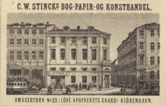 Historic building at Amagertorv 33 with Løve Apothecary's courtyard and C. W. Stinck's book, paper, and art shop