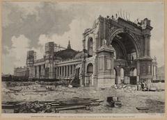 Engraving of the remains of the Palais de l'Industrie and the Palais des Beaux-Arts from the 1900 Universal Exposition in Paris