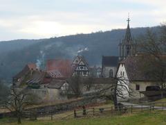 Bebenhausen village near Tuebingen with historic buildings and lush greenery
