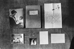 Black and white negative photograph related to Anne Frank and World War II documents