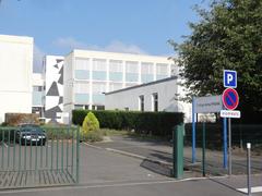 Entrance of Collège Anne Frank in Harly, Aisne, France