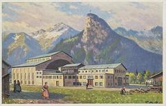 Passionsspiel Oberammergau 1930 Passion Play Theatre with Kofel and Not Mountains in Background