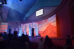 Heimatsound Festival 2014 Passionstheater live performance with musicians on stage