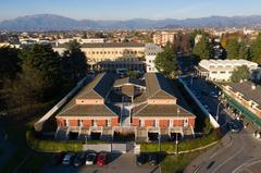 Aerial view of Università di Bergamo campus in Dalmine