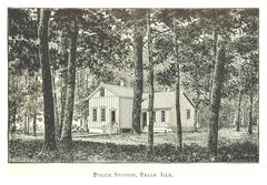 Historic black and white photo of Belle Isle Police Station in 1884
