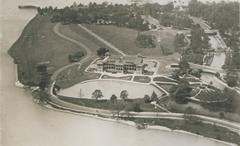 Aerial view of Belle Island in the river