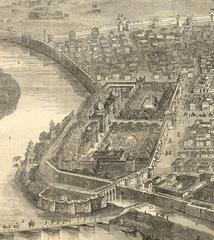 Detailed illustration of the Red Fort in Delhi from 1858