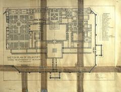 Sketch plan of demolished buildings of Delhi Fort showing layout