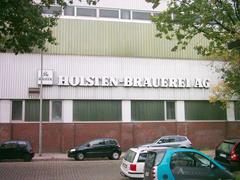 Holsten brewery building in Hamburg, Germany with clear blue sky