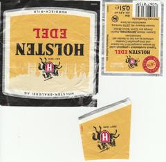 Holsten Edel 0.5l beer label showing neck, front and back from 2020