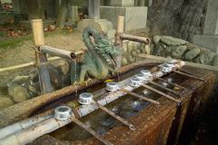 Traditional stone basin for washing hands at Todaiji Temple in Nara, Japan