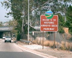 Welcome To The Historic Arroyo Seco Parkway sign on CA 110