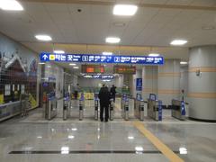 Seonjeongneung Station ticket gate with passengers