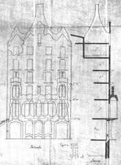 Facade and section of Casa Batlló by Antoni Gaudí