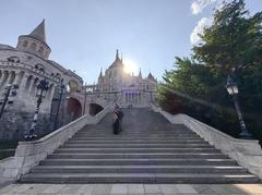 View of Halászbástya (Fisherman's Bastion) in Budapest, Hungary with historic architecture and panoramic cityscape