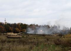 Multinational artillery live-fire exercise with U.S. M109A7 Paladin, Croatian Panzerhaubitze 2000, and Canadian M777 howitzers at Bemowo Piskie Training Area, Poland