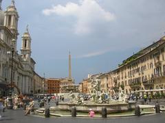Piazza Navona in Rome with fountains and historic buildings