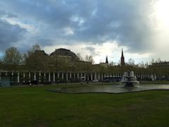 Hessisches Staatstheater Wiesbaden building viewed across Bowling Green park