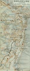 Historical map of Darjeeling and surroundings with Himalaya panorama