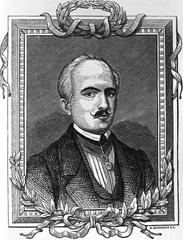 Black and white portrait of Evangelos Zappas Greek philanthropist from 1800 to 1865