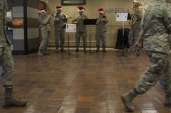 U.S. Air Force Band Gateway Brass performing holiday music at Wilford Hall Ambulatory Surgical Center, Joint Base San Antonio Lackland