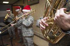 U.S. Air Force Band Gateway Brass performing holiday music at Wilford Hall Ambulatory Surgical Center Joint Base San Antonio Texas