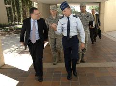 Maj. Gen. Byron Hepburn welcomes Daniel B. Ginsberg at Wilford Hall Ambulatory Surgical Center