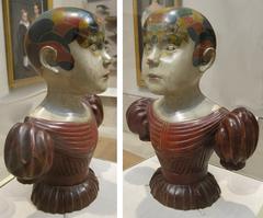Phrenological head sculpture from circa 1850 painted in multiple colors
