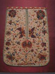 Antique pocket from Pennsylvania circa 1740-1770 displayed at American Folk Art Museum NYC
