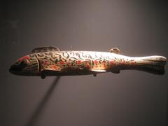 Brook trout fish decoy from the 1930s-1940s exhibited at the American Folk Art Museum in NYC
