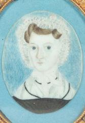 Miniature self-portrait of Deborah Goldsmith Throop, watercolor on paper from late 1820s or early 1830s