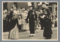 Queen Wilhelmina arriving at Haarlemmermeer station in Amsterdam during her 40th jubilee in 1938
