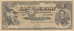 2 Peso banknote of Argentina with portrait of Carlos M. de Alvear from 1895