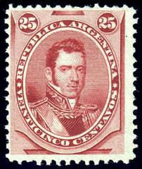 Argentina 1878 25 centavos postage stamp featuring Carlos María de Alvear