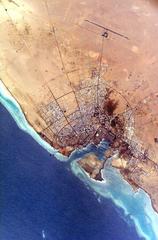 NASA satellite image of Yanbu' al Bahr city in Saudi Arabia showing urban area and coastline