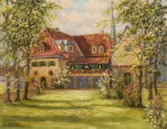 Schloss Tiefurt oil painting with Weimar signature on bottom left