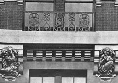 Details of corbels in lower stories of the American Radiator Building in Manhattan, New York